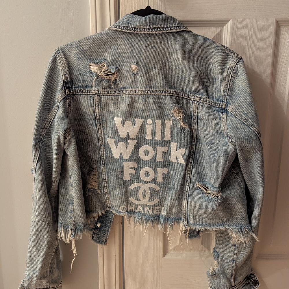 Chanel Distressed Blue Jean Jacket